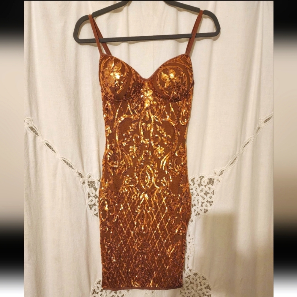 Haute Monde Sequin Bronze Dress